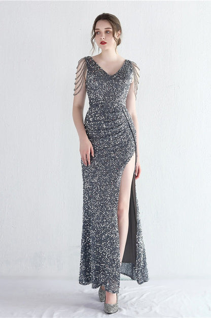 Statement Bead Mermaid Gown Formal Dress