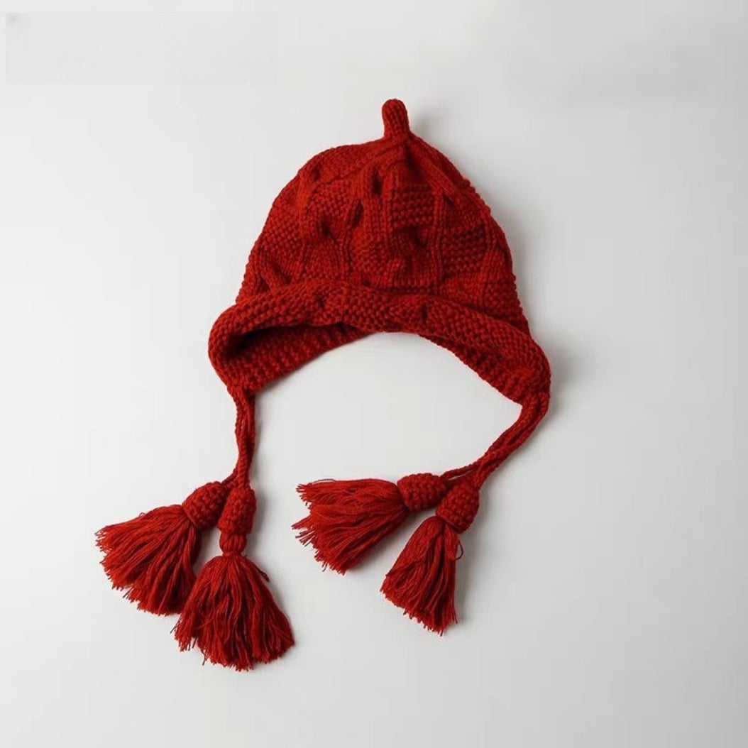 Faux Fur Pom Pom Knit Hat