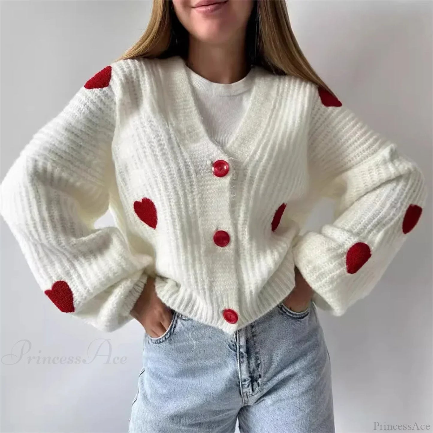 3D Heart Patchwork Valentine’s Day Cardigan