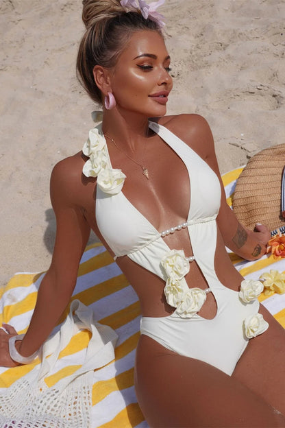 Pearl Detail One-Piece Bikini Set