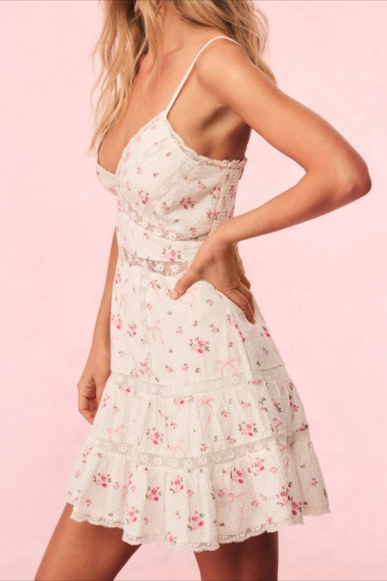 Lace Floral Print Sexy Mini Dress