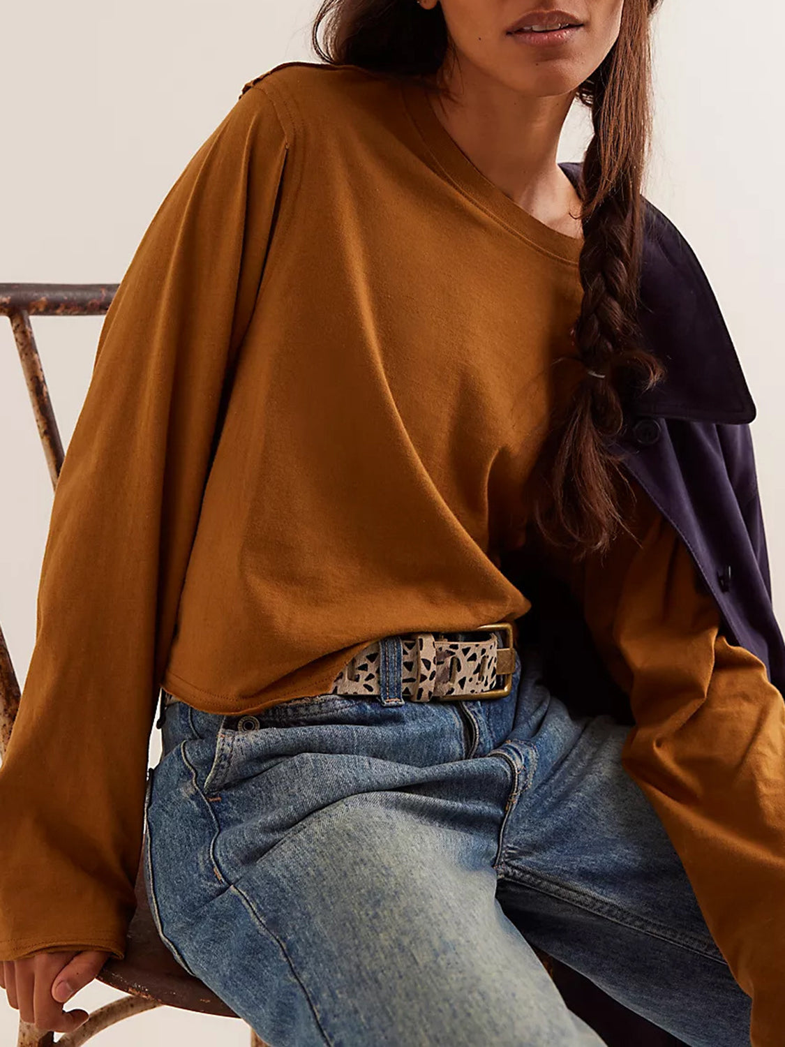 Julia | Long sleeve, cropped crew neck t-shirt