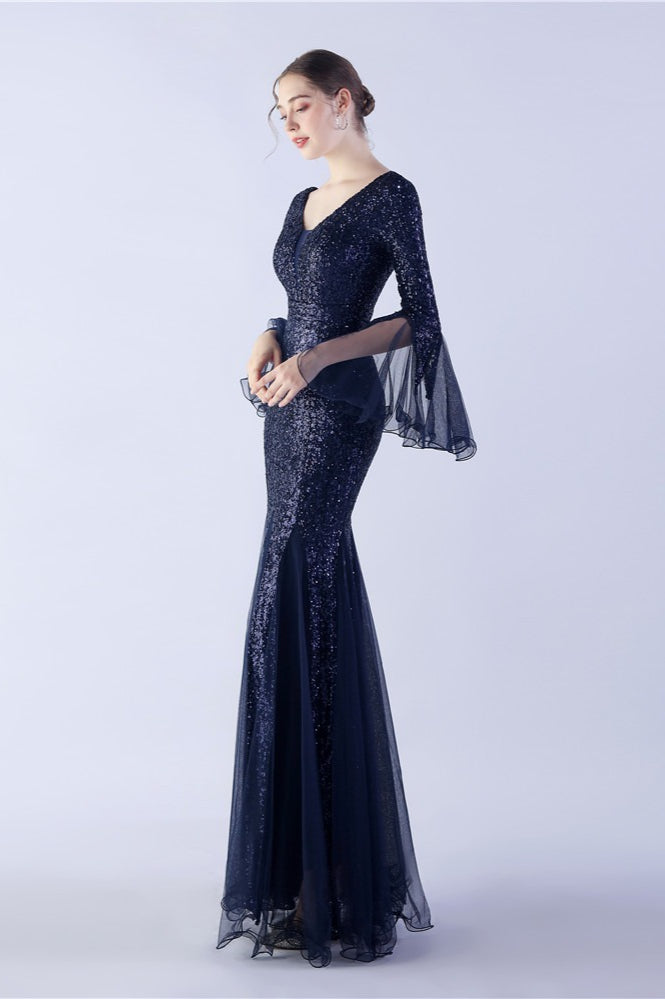 Sequin Ruffled Mesh Party Dress