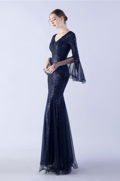 Sequin Ruffled Mesh Party Dress