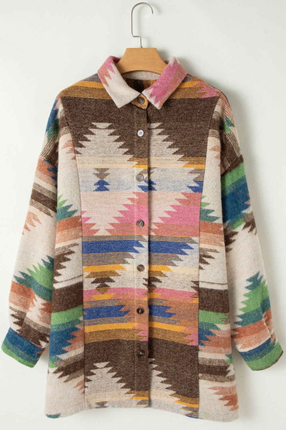 Violeta | Geometric long sleeve button down jacket