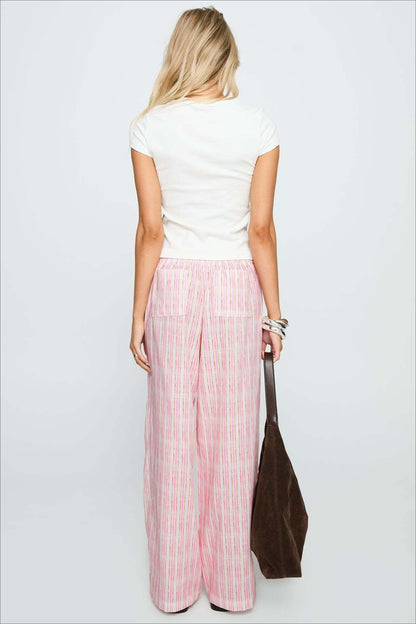 Colorblock Striped Wide-Leg Relaxed Pants
