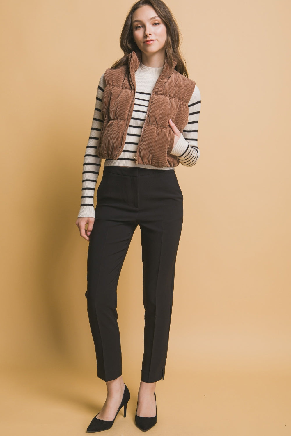 Stefanie | Love Tree corduroy puffer vest with zip and pockets