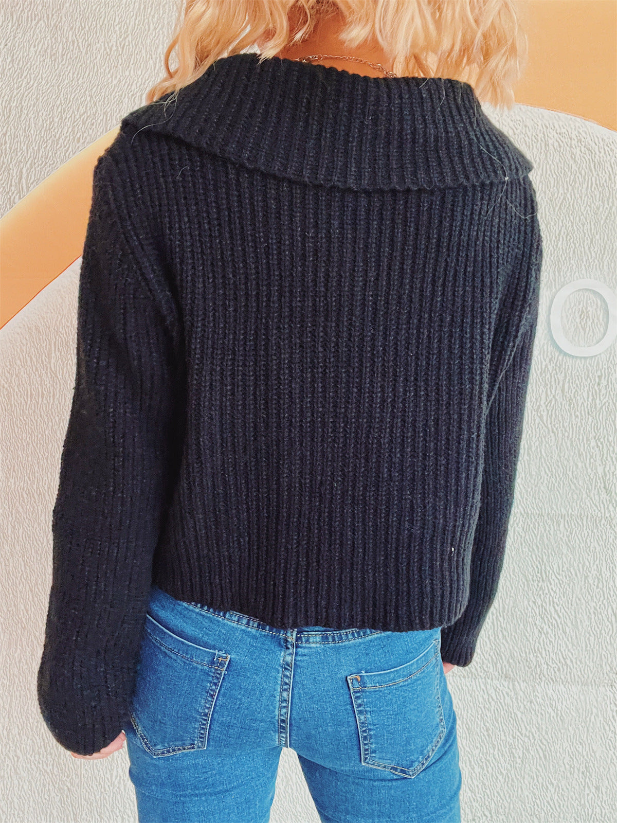 Estefanía | Long-sleeved cardigan with collar and zip