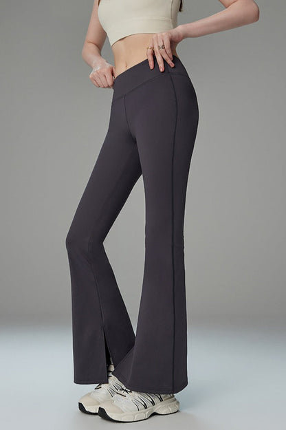 Brushed Fleece Lined Flared Slit Leggings