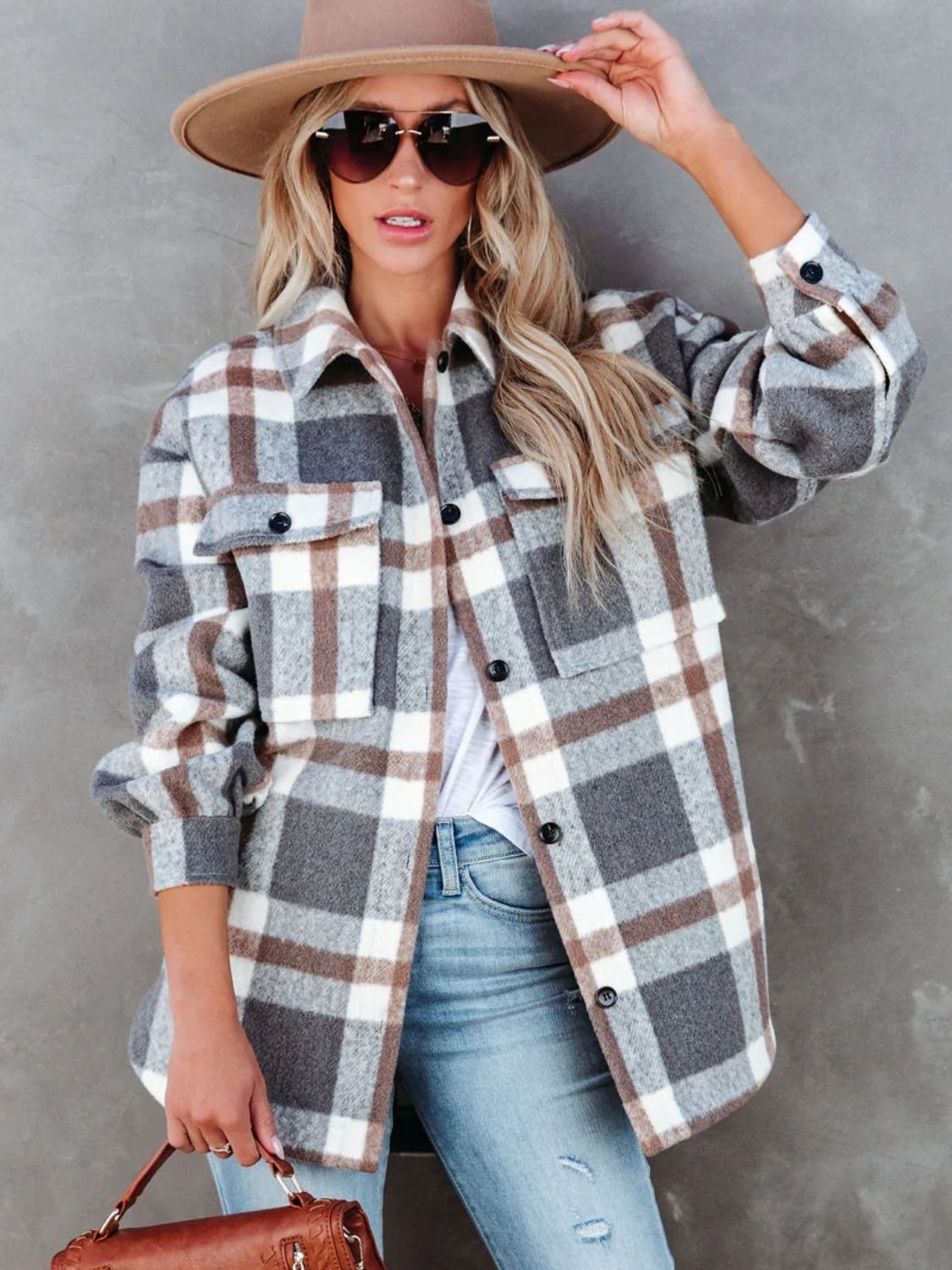 Adela | Checked, long-sleeved jacket with a collar