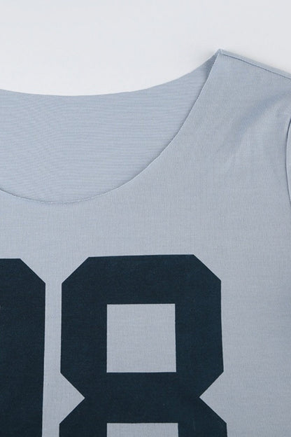 Casual Loose Number Print Off Shoulder Crew T-shirt