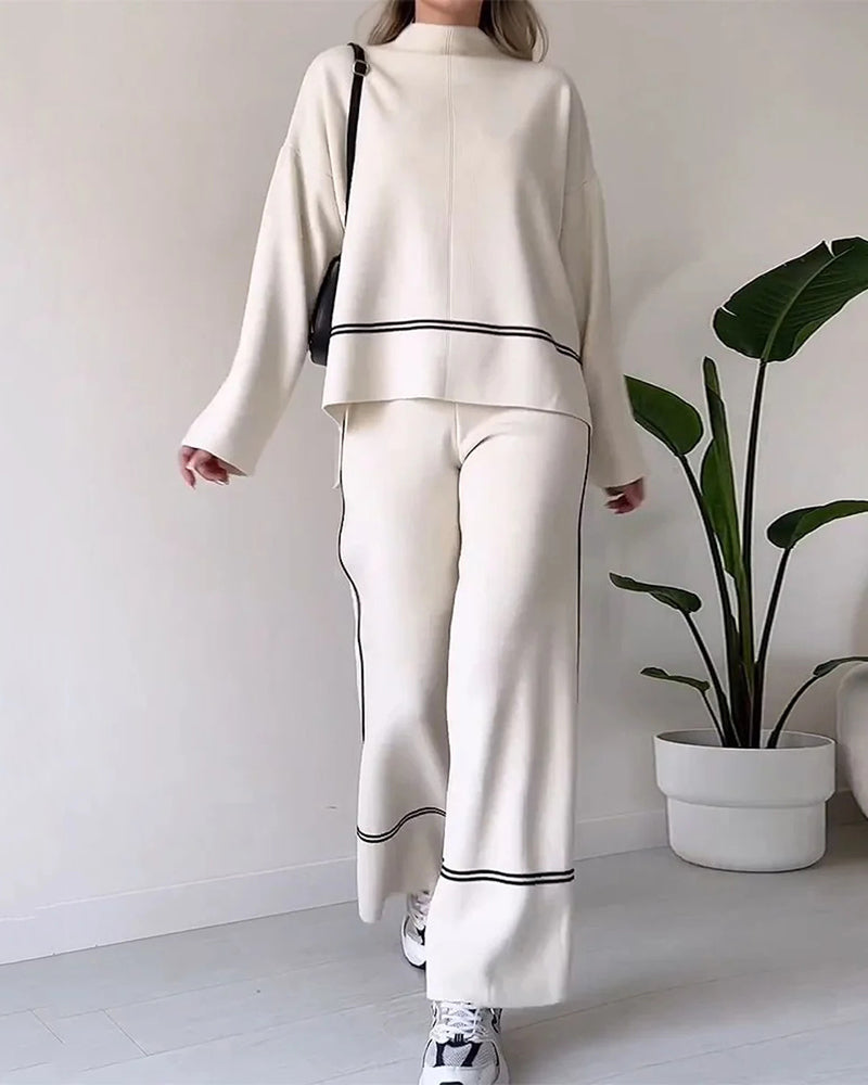 Daphne® | Elegant Loose Long-Sleeved Top And Wide-Leg Pants Set