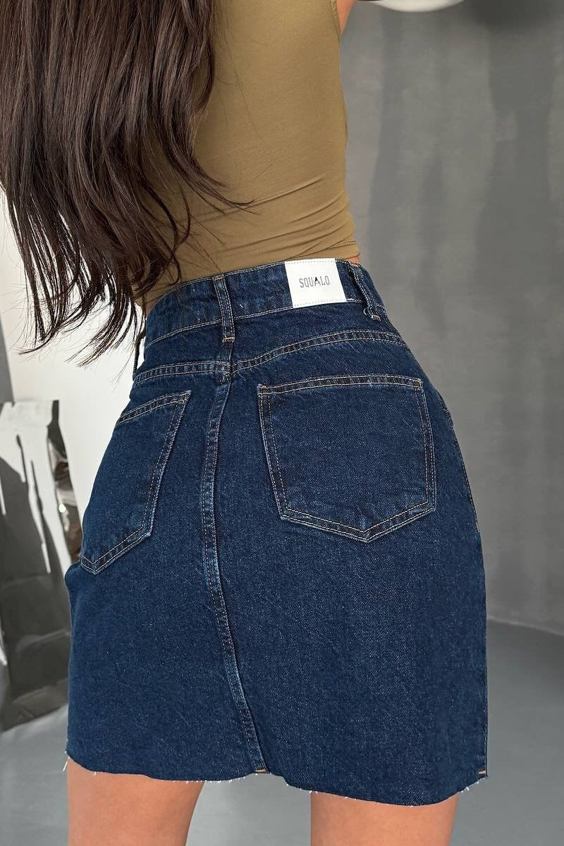 Asymmetrical Denim Flowy Mini Skirt