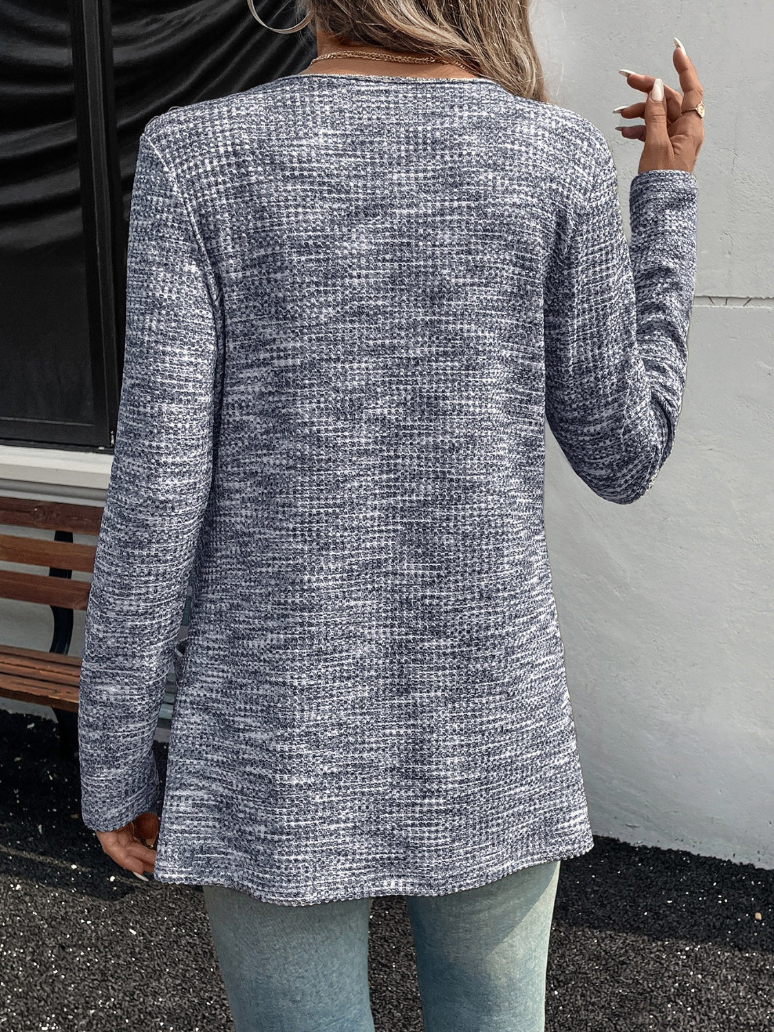 Elisa | Mottled, open-front long-sleeved cardigan