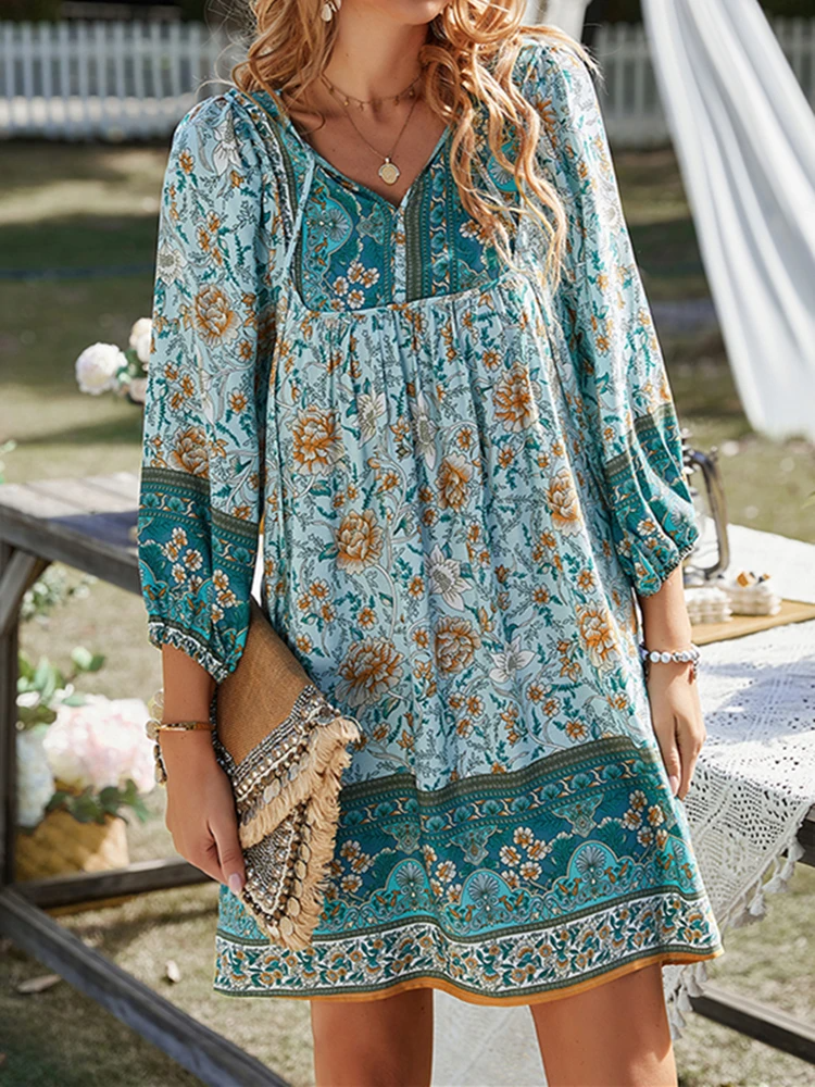 Ruth® | Elegant Half-Sleeve Floral Dress