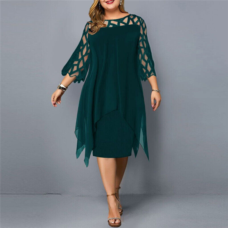 Stephanie | Women's 3/4 Sleeve A-Line Midi Dress