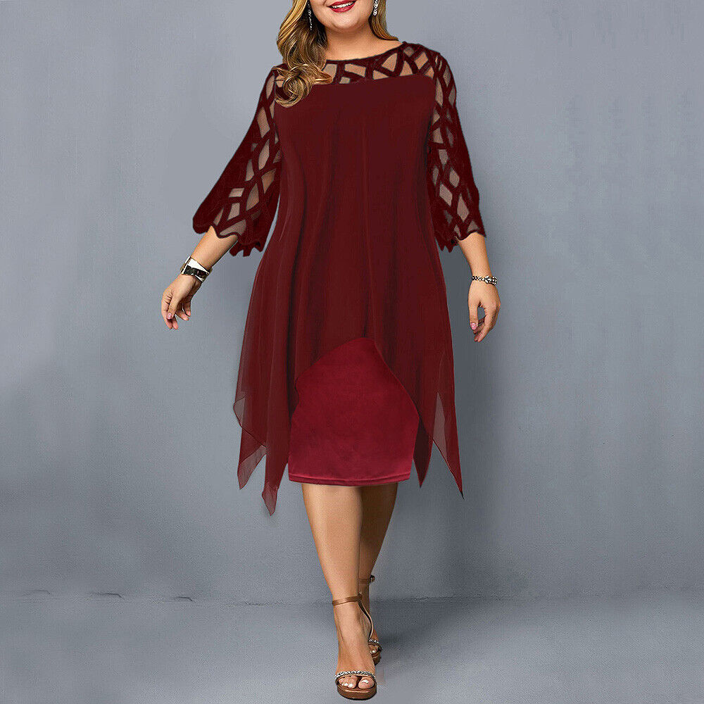 Stephanie | Women's 3/4 Sleeve A-Line Midi Dress