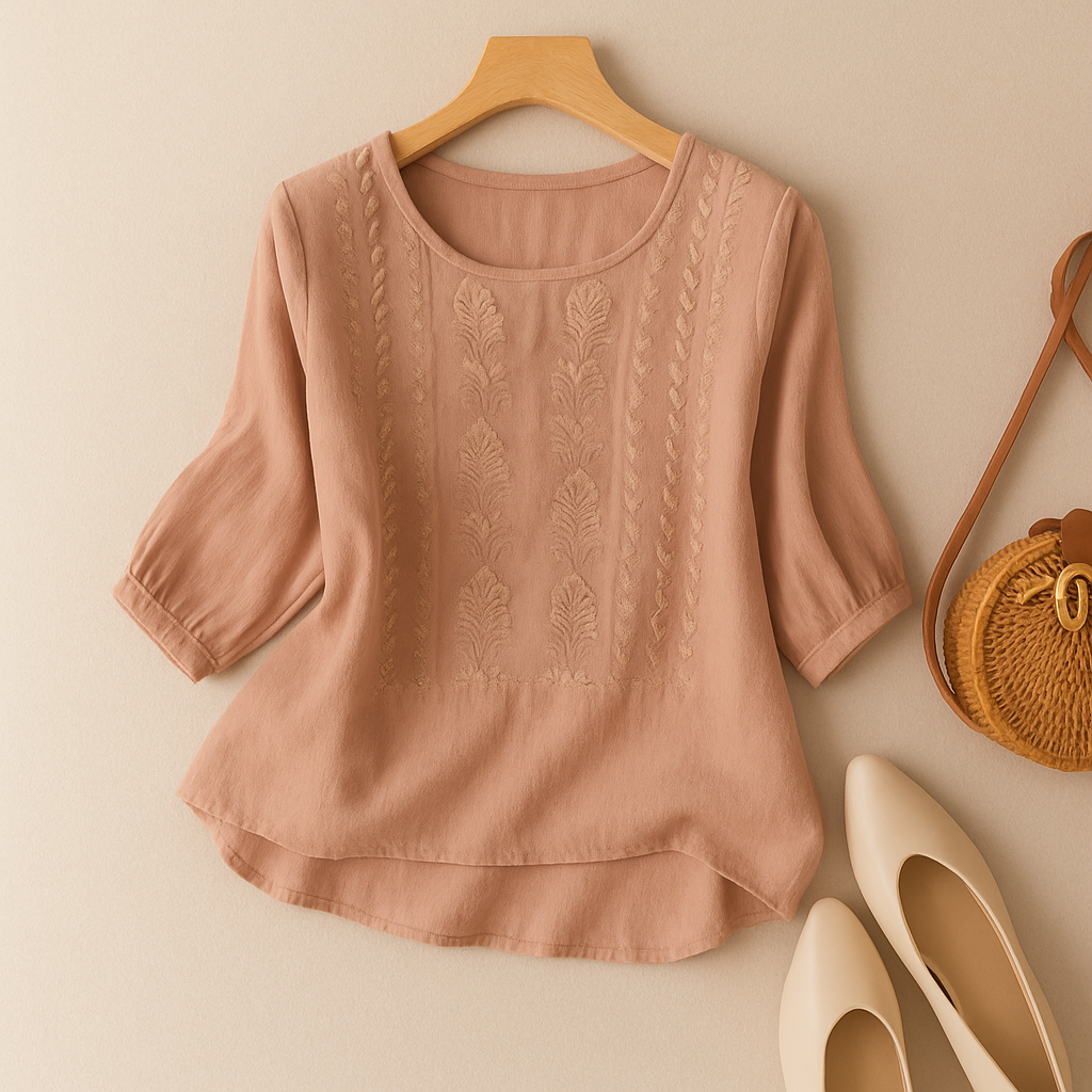 Emily | Women's 3/4 Sleeve Embroidered Blouse