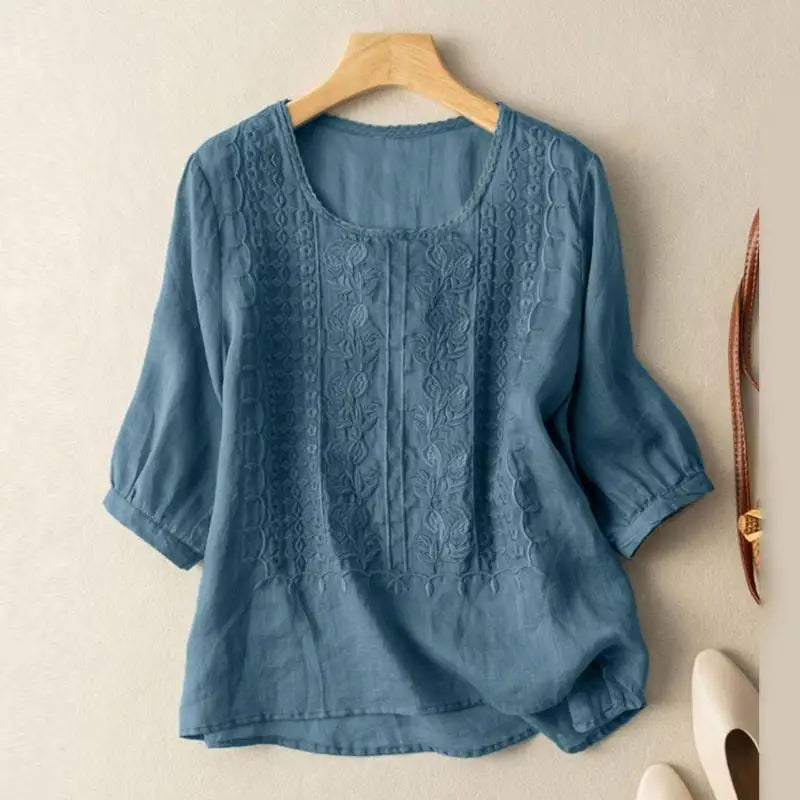 Emily | Women's 3/4 Sleeve Embroidered Blouse