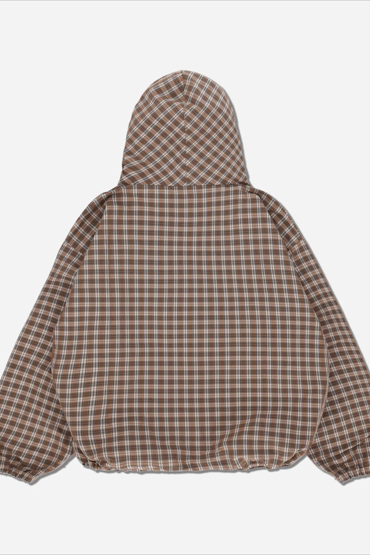 Vintage Plaid Half-Placket Masked Hoodie