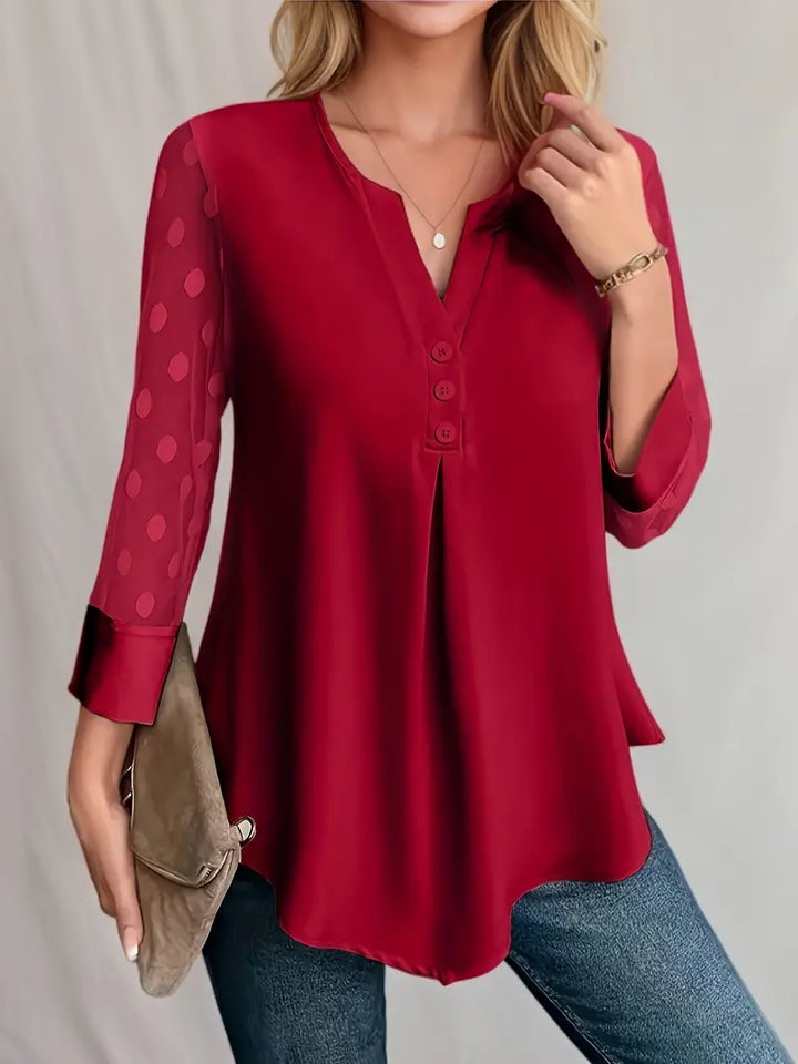 Erika® | Timelessly Elegant Plain Blouse With Button Closure At The Front