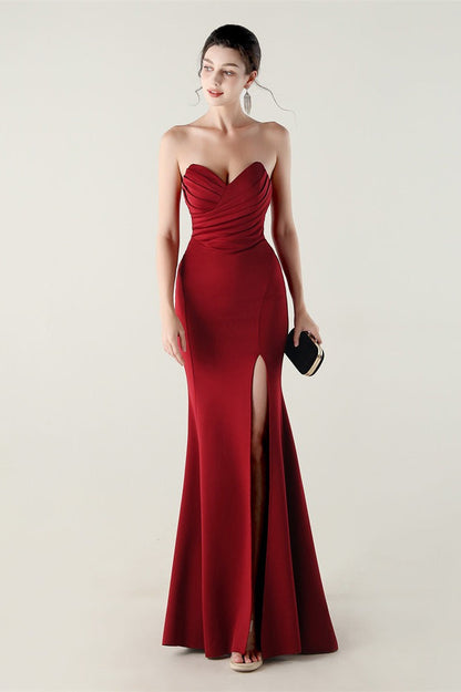 Strapless Sweetheart Pleated Party Dress