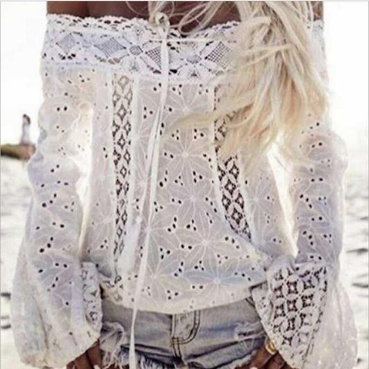 Irina® | Women'S Blouse With Off-Shoulder Design And Delicate Crochet Pattern