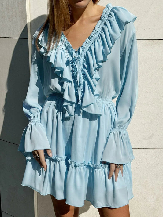 Martina® | Elegant Long-Sleeved Mini Dress With Ruffle