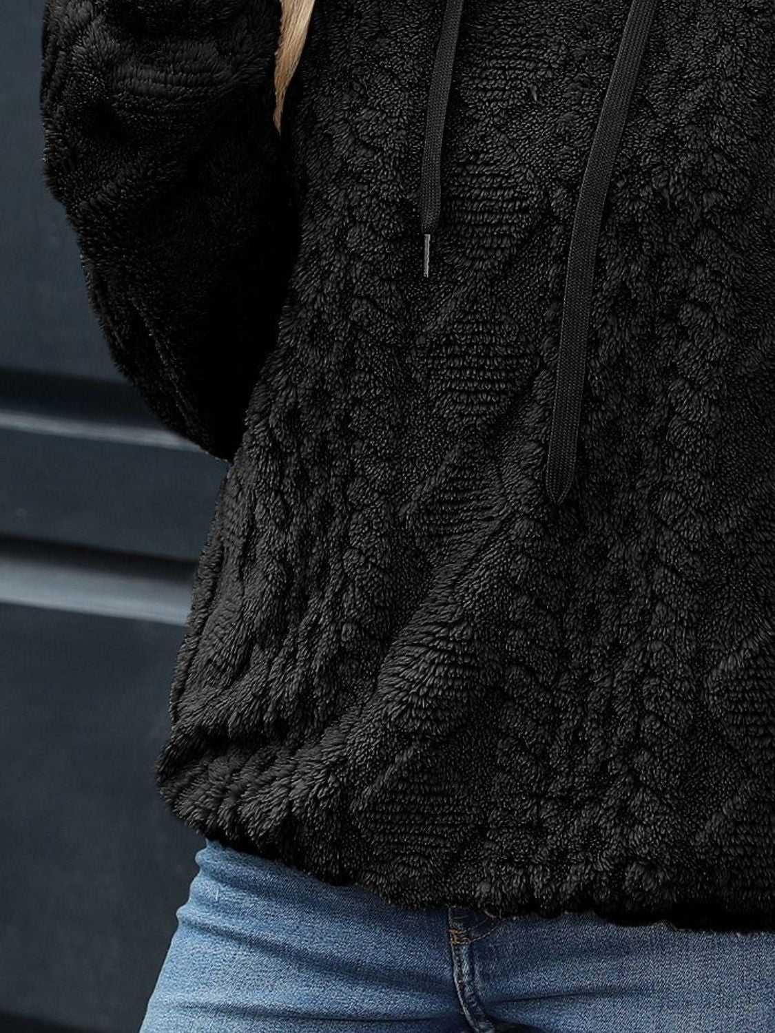 Carina | Long sleeve plush drawstring hoodie