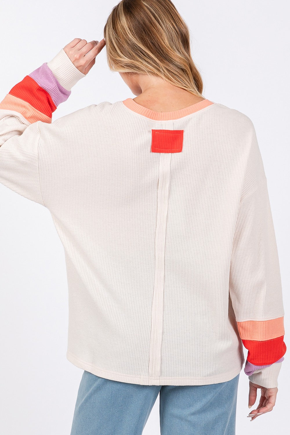 Alice | Color block waffle knit t-shirt