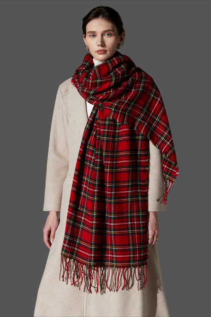 Plaid Fringe Scarf