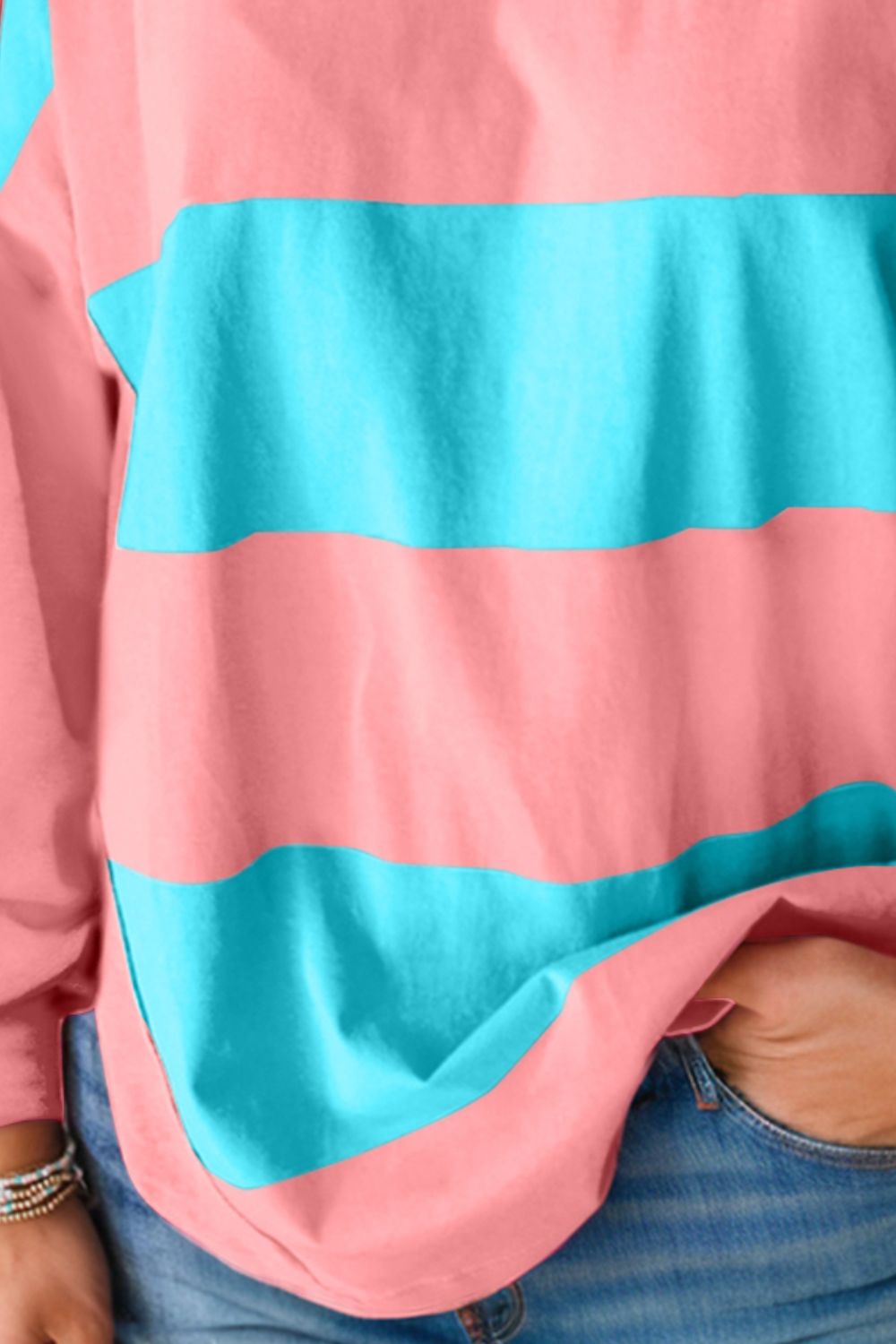 Julia | Color block long sleeve crew neck top