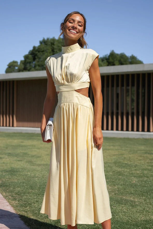 Rafaela® | Holiday Midi Dress With Cut-Out Waist And Pockets