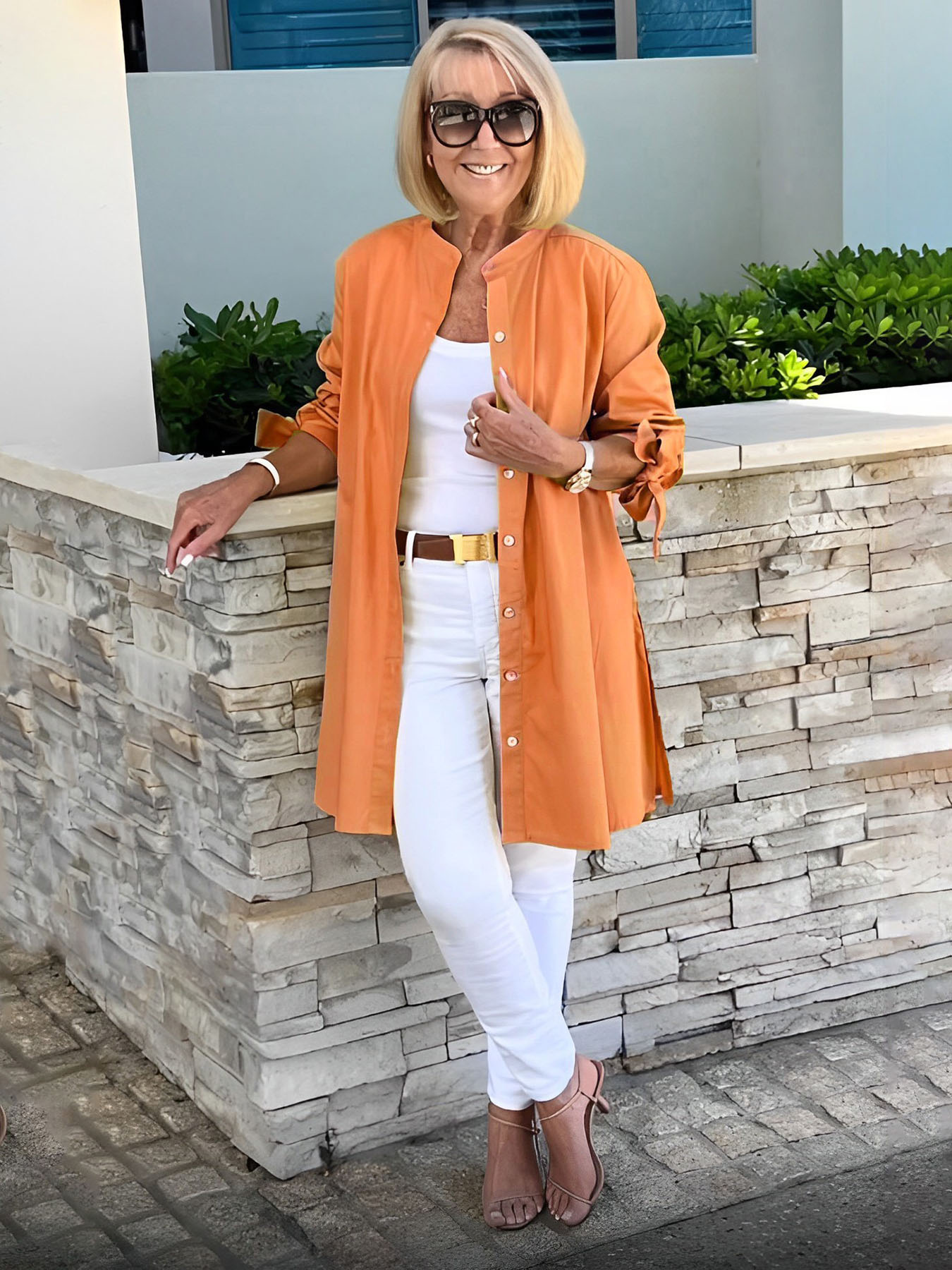 Imelda | Long, simple cotton shirt