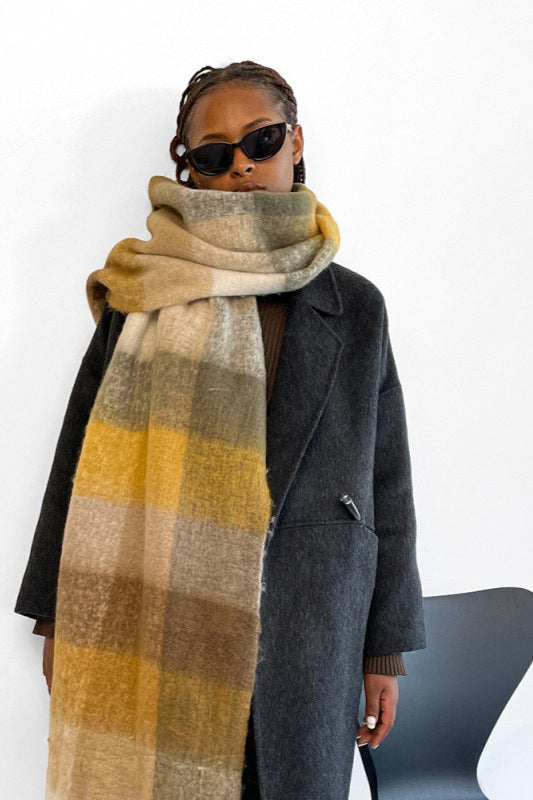 Solid Color Fringe Mohair Scarf