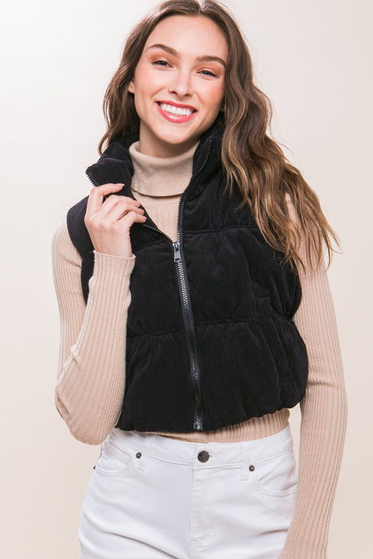 Lena | Love Tree corduroy puffer vest with zip and pockets