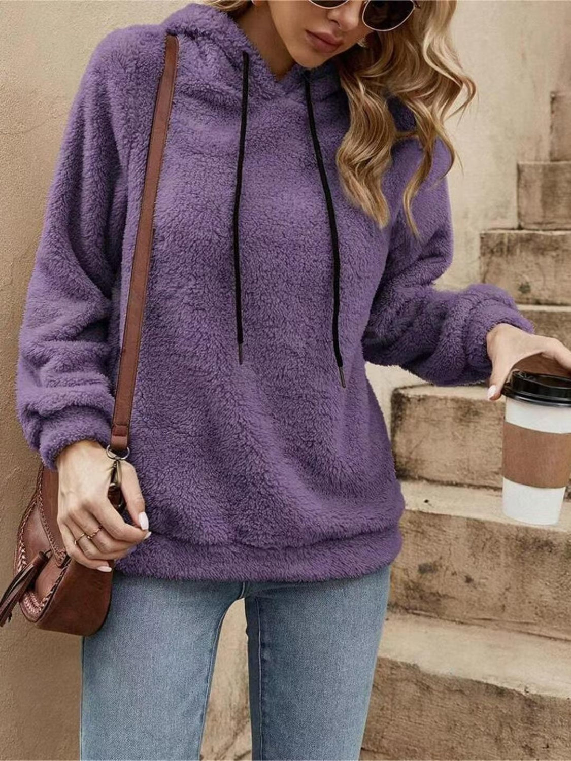 Sofia | Fluffy hoodie with drawstring and long sleeves