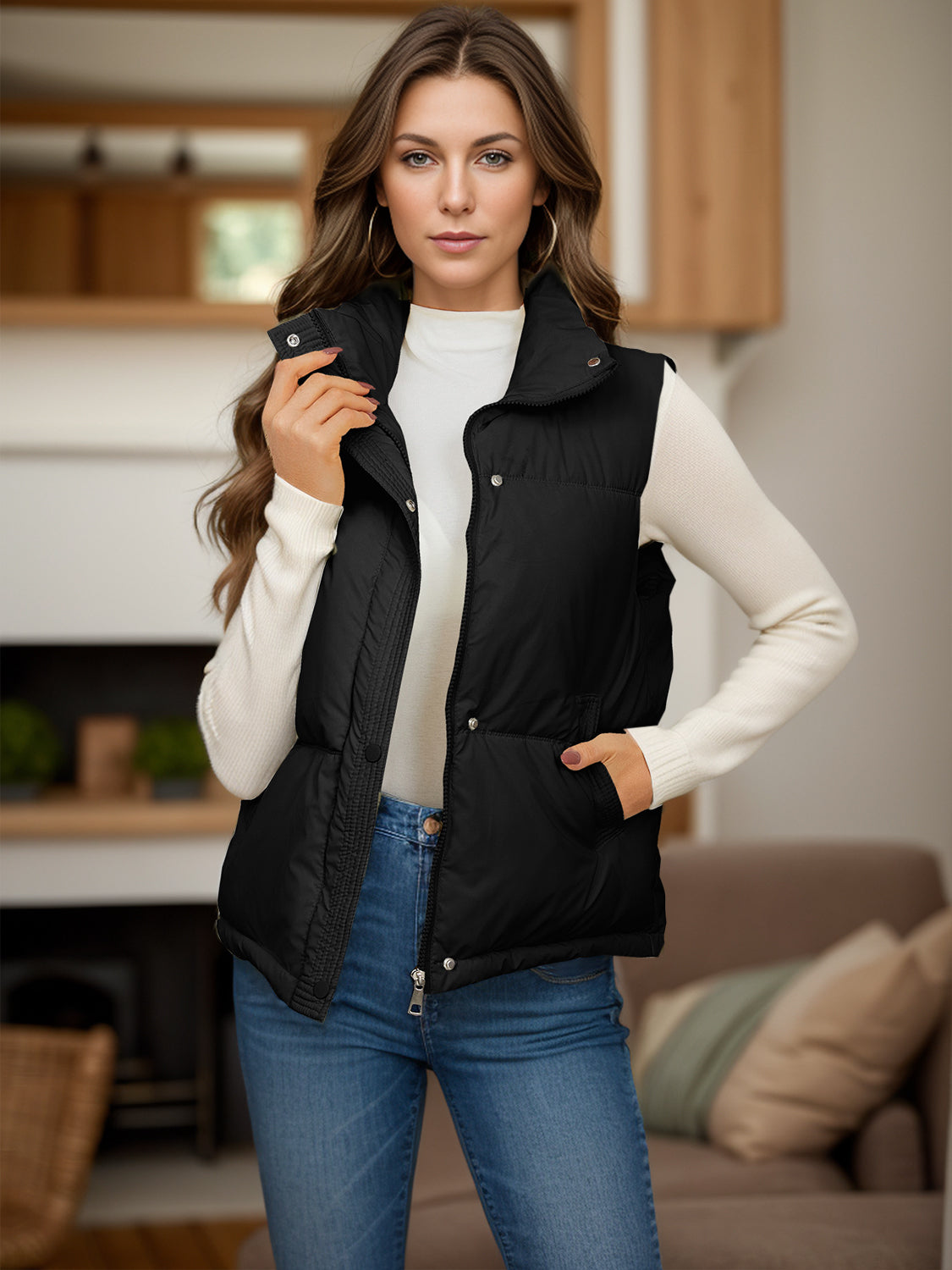 Paola | Vest coat with zip and pockets