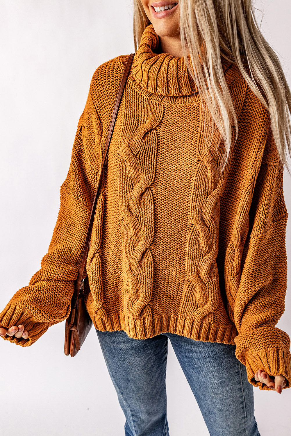Zoe | Grove cable knit turtleneck sweater