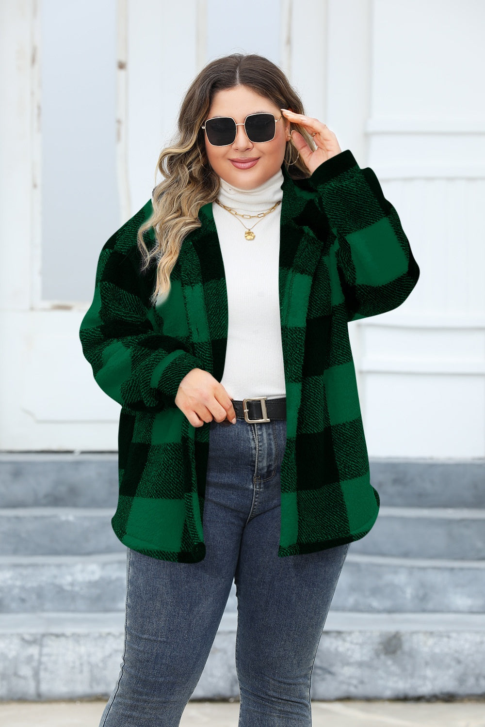 Isadora | Oversized checked hoodie with buttons