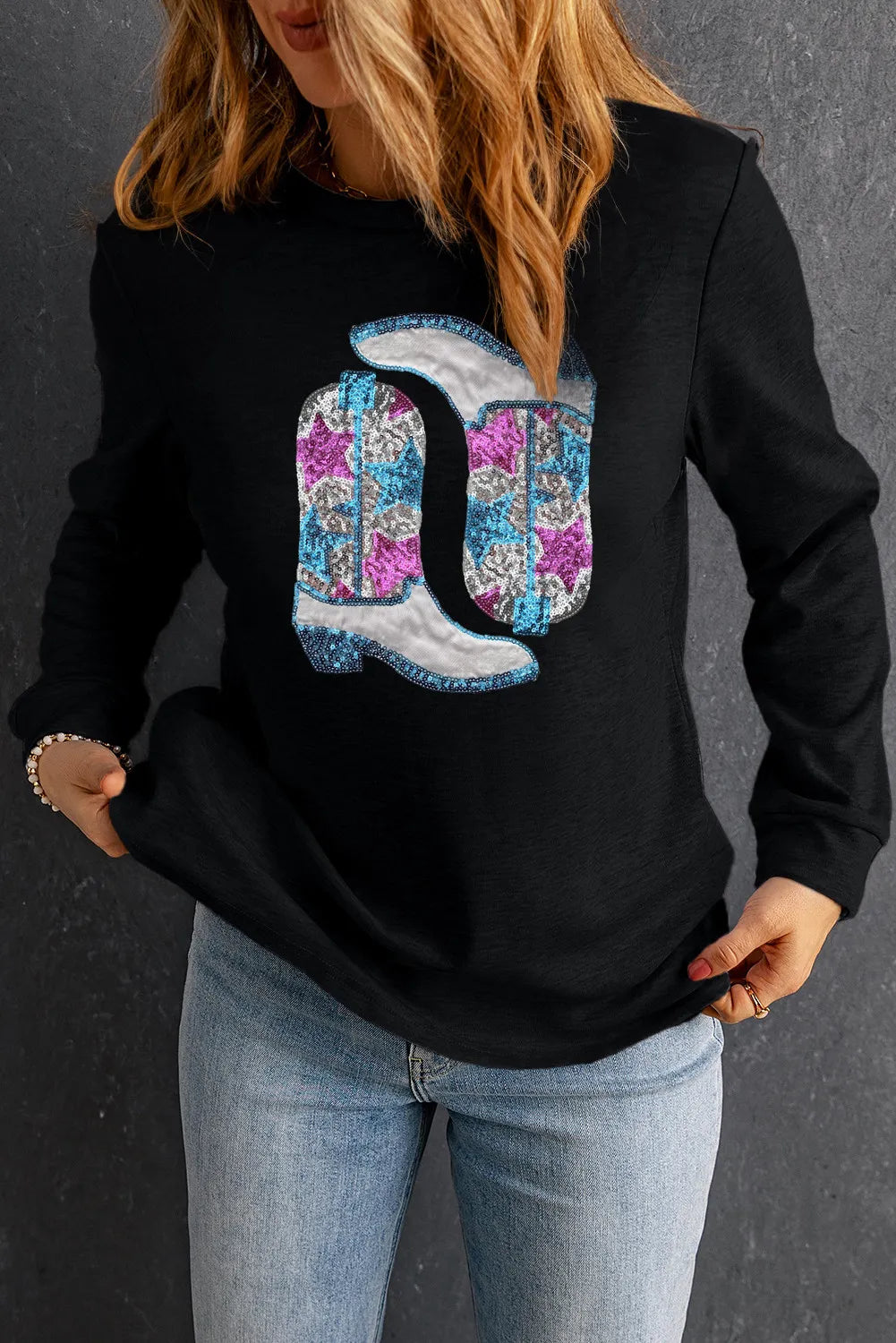 Jana | Boots crew neck long sleeve sweatshirt