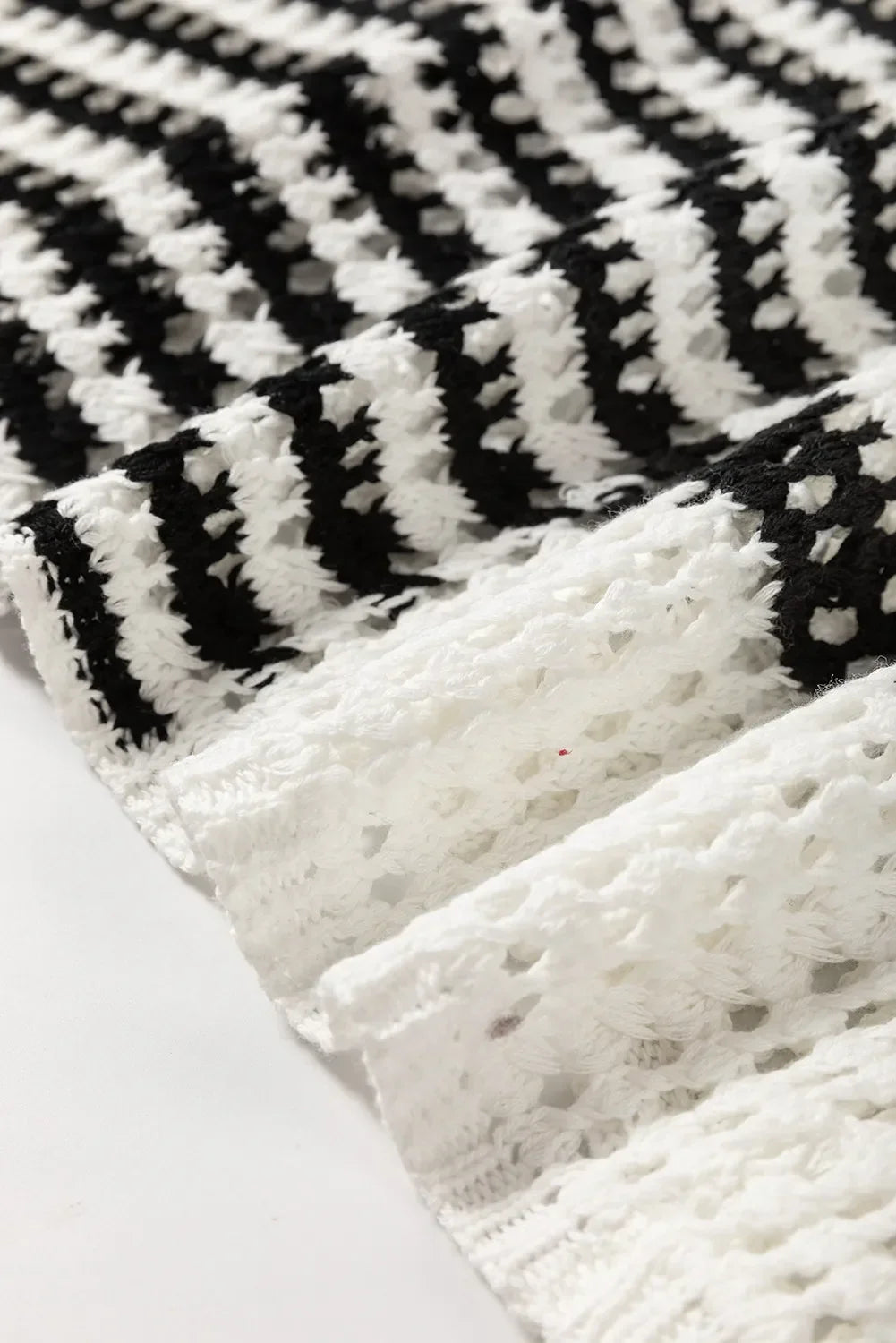 Manuela | Openwork striped cardigan with a crew neck