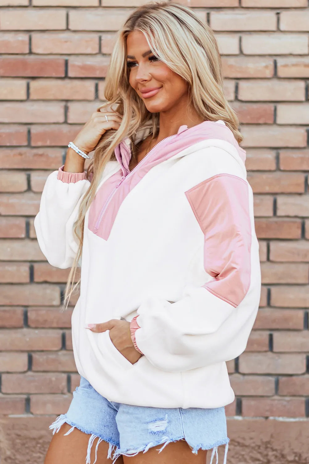 Leire | Color block, long sleeve, half zip hoodie