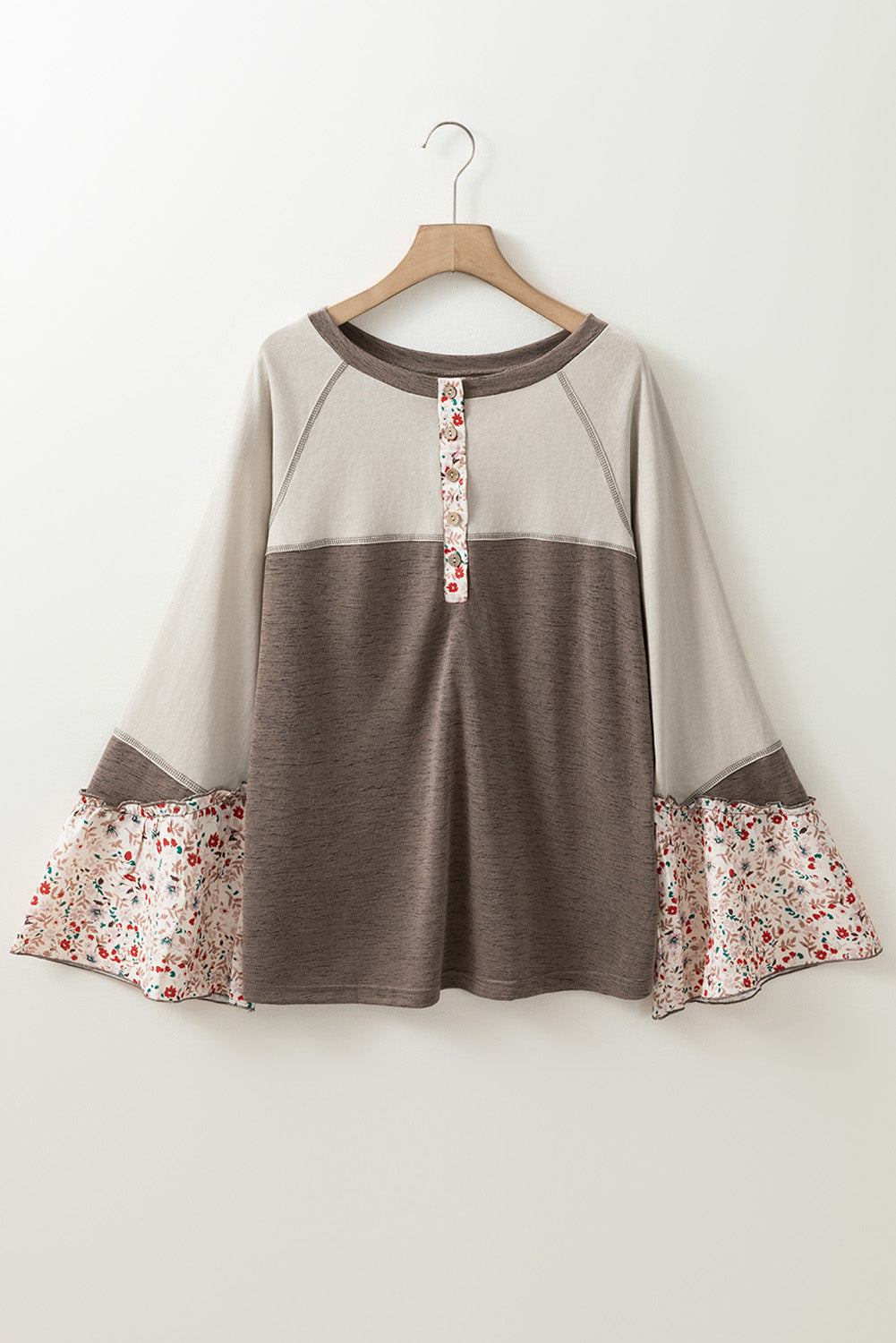Fabiola | Floral half button long sleeve t-shirt