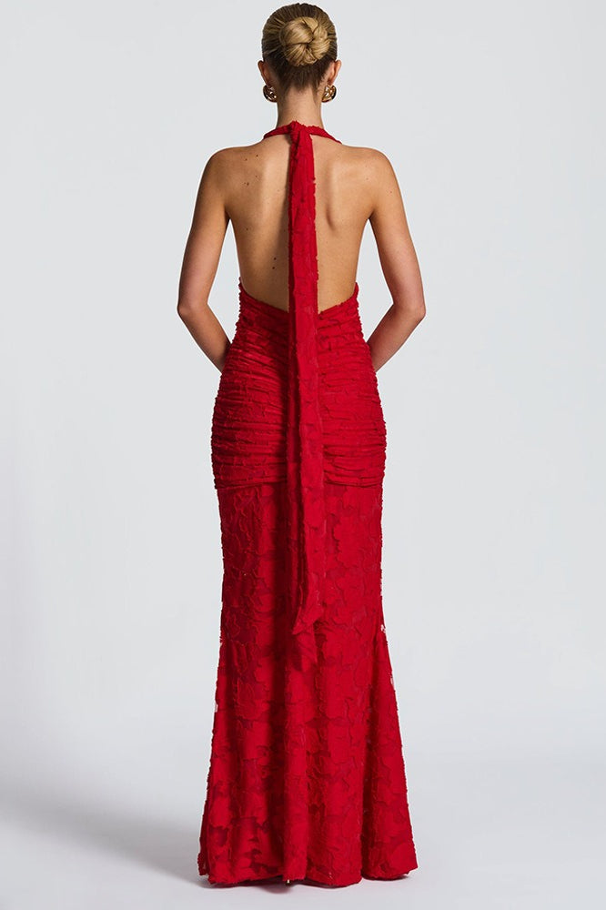 Tie Up Ruched Bodycon Party Dress