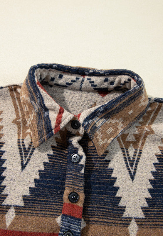 Natividad | Long-sleeved sweatshirt with a geometric half-button pattern
