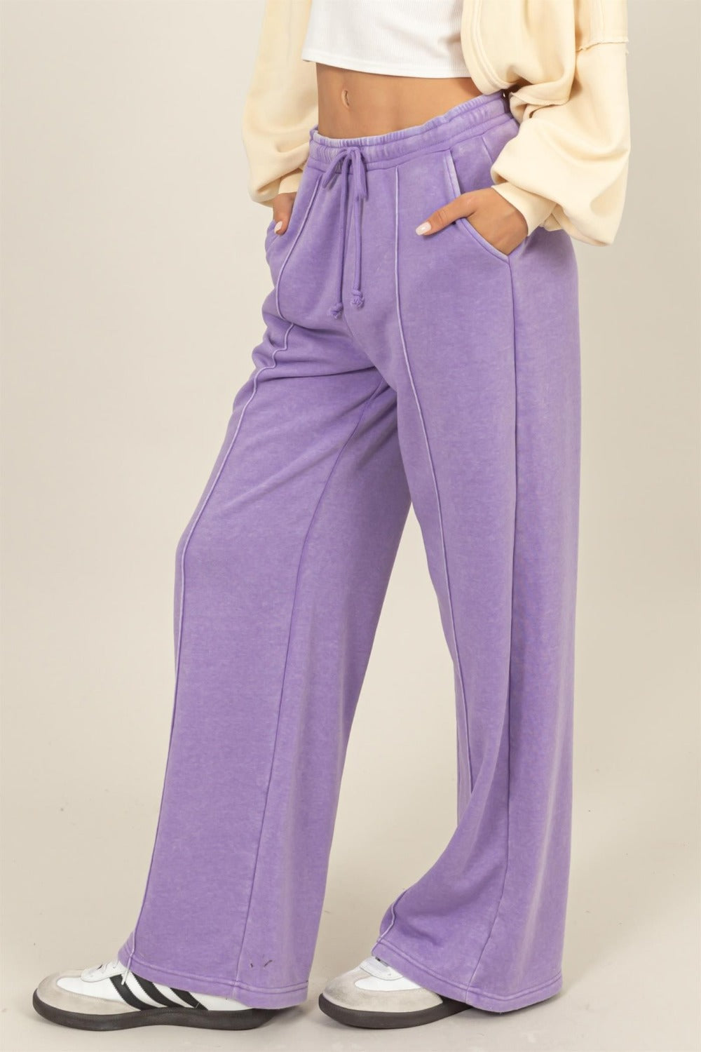 Diana | Wide leg trousers with high waist and drawstring