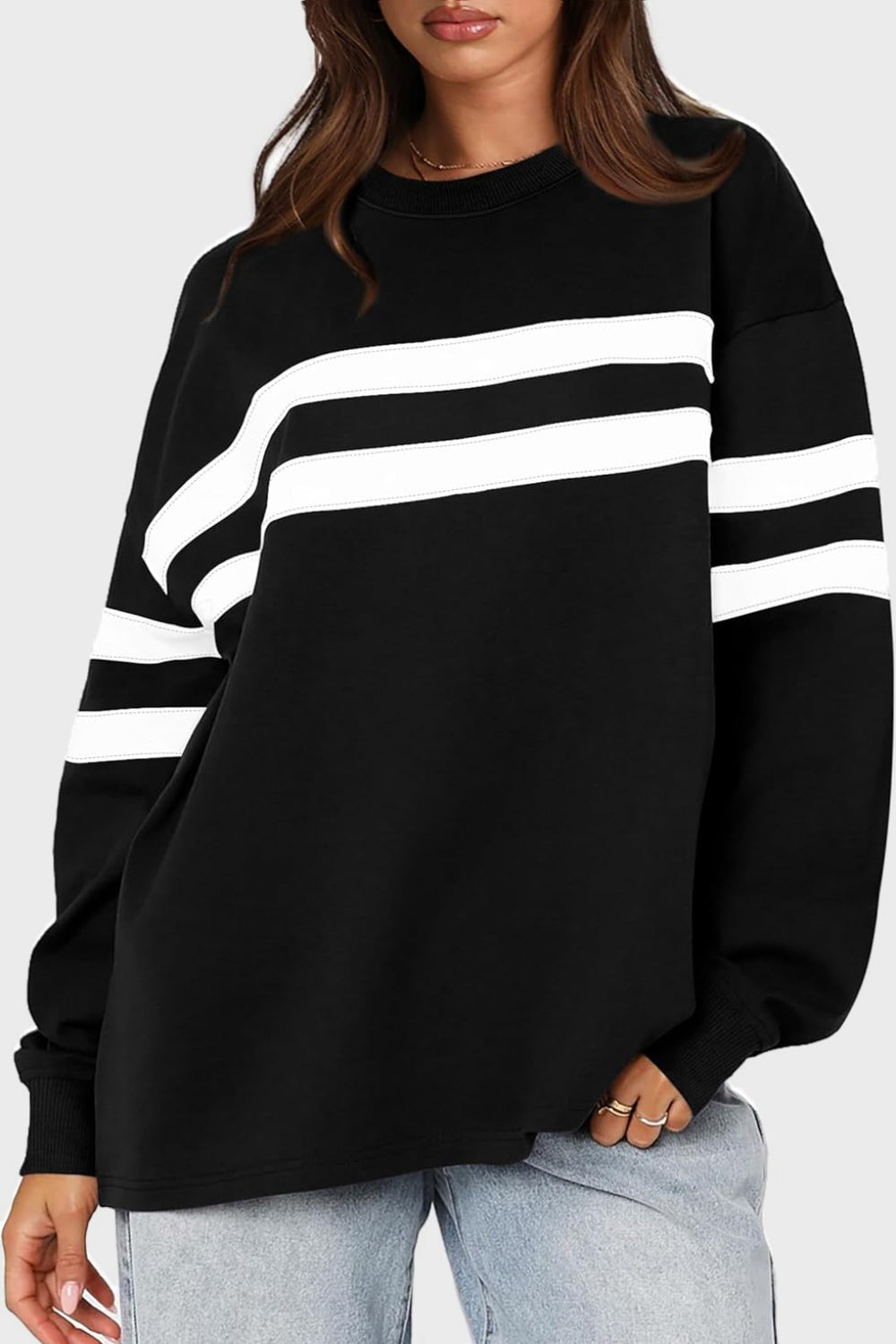 Sandra | Lovelet striped sweatshirt with a crew neck and dropped shoulders