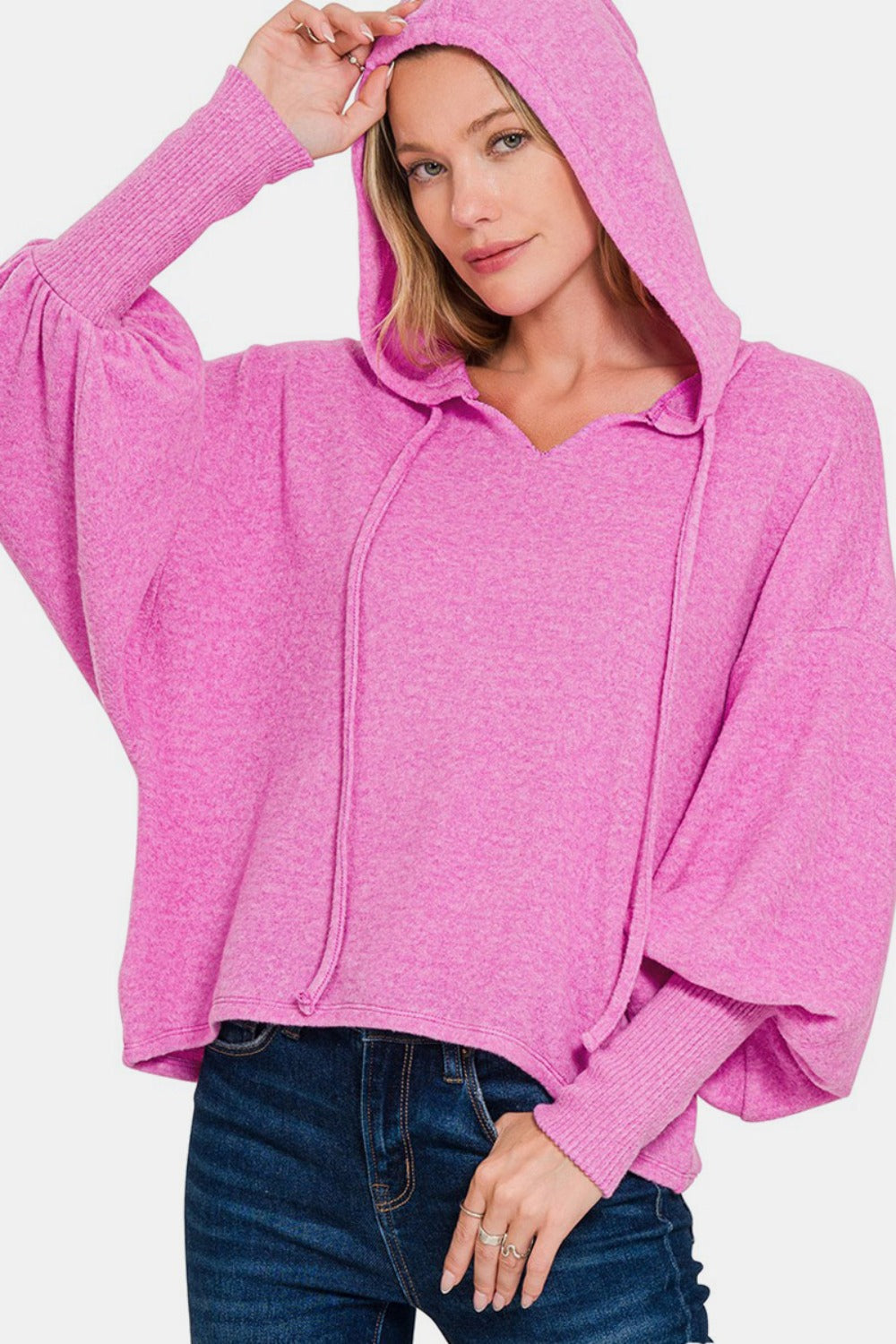 Camila | Brushed Hacci hoodie with dropped shoulders
