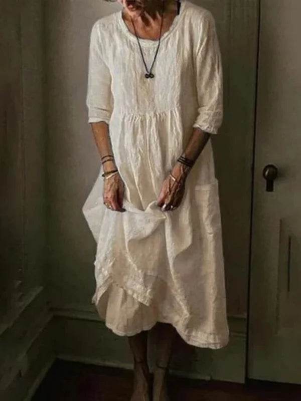 Gertrudis® | Round Neck, 3/4 Sleeves, Linen Blend